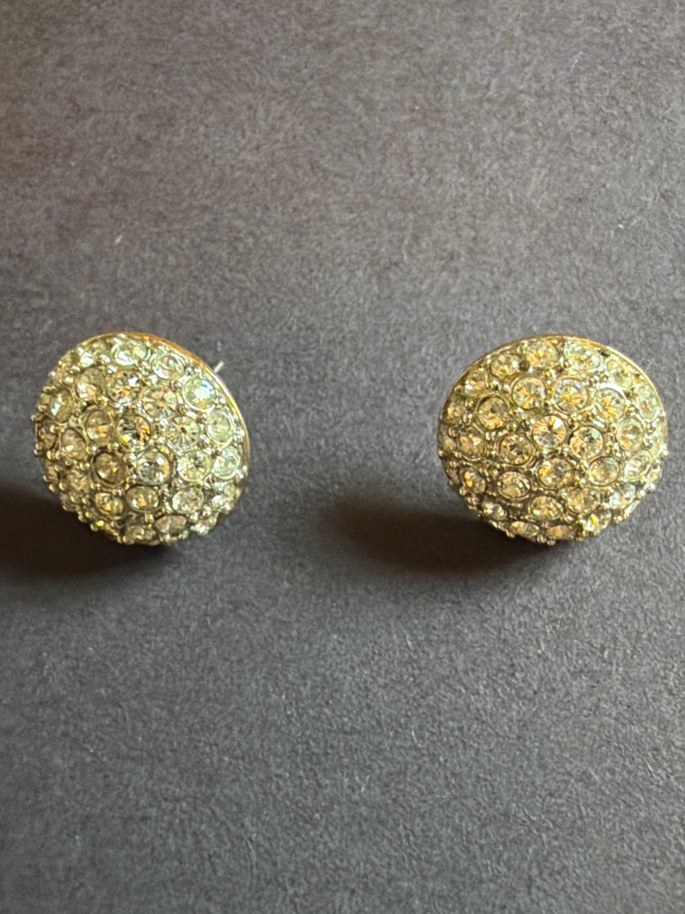 Y2K Gold Crystal Pave Round Stud Earrings